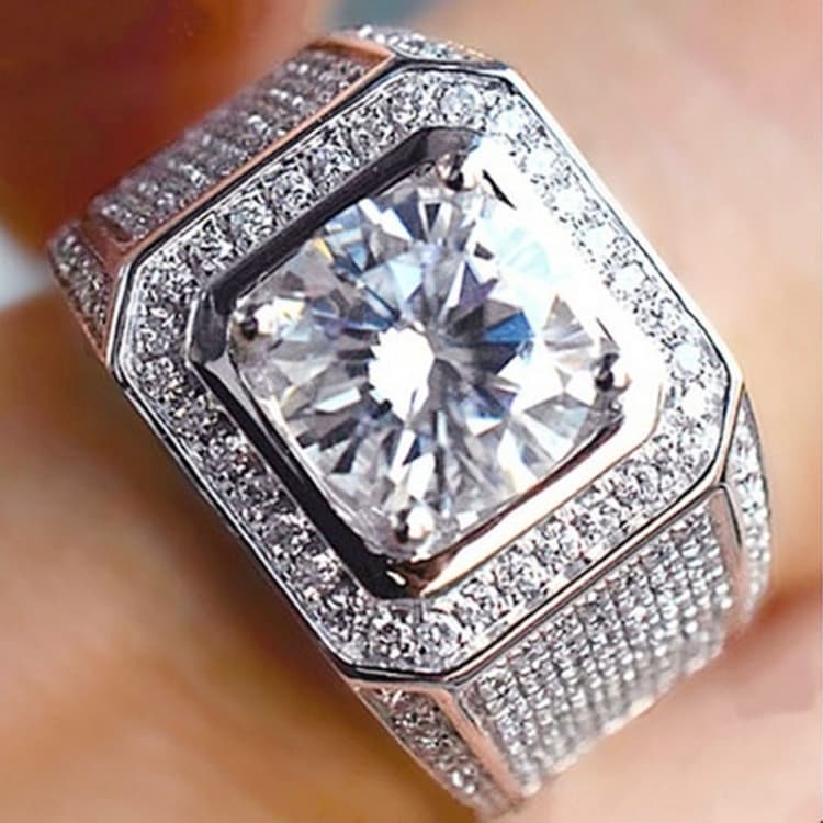 Anello in argento con micro inserto di strass, taglia USA: 10, diametro: 19,9 mm, perimetro: 62,4 mm - Immagine 1