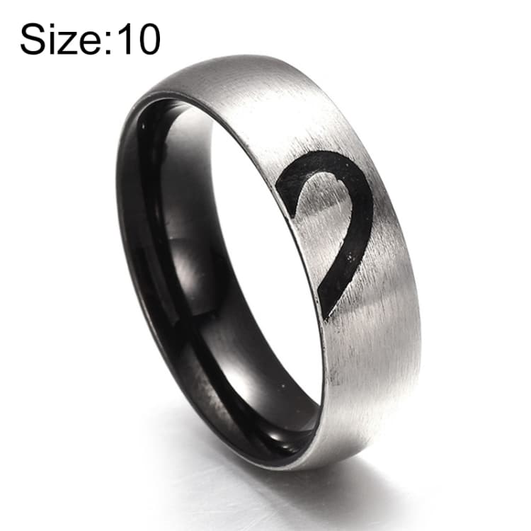 Anello per coppie in acciaio al titanio con strass a forma di cuore, moda, per uomo e donna (Argento senza diamante, taglia USA: 10) - Immagine 1