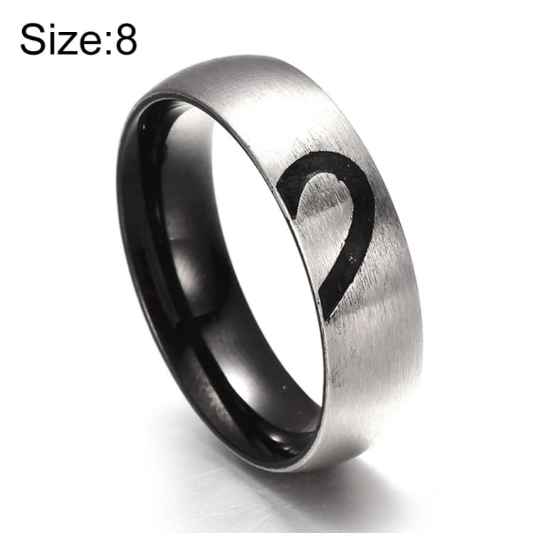 Anello in acciaio al titanio con cuore di strass per coppie, uomo e donna (argento senza diamante, misura USA: 8) - Immagine 1
