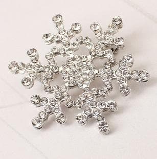 Spilla a forma di fiocco di neve natalizio con strass e trapano ad acqua (Argento) - Immagine 1