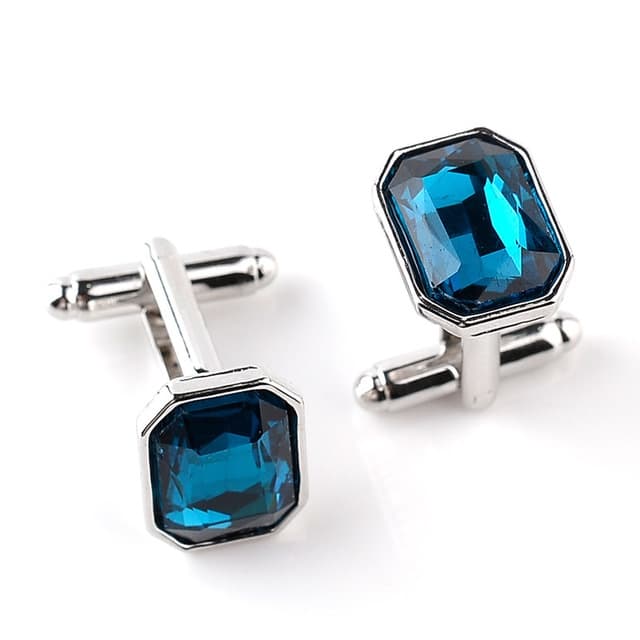 Gemelli a manicotto placcati in lega di zirconio moda per donna (blu) - Immagine 1