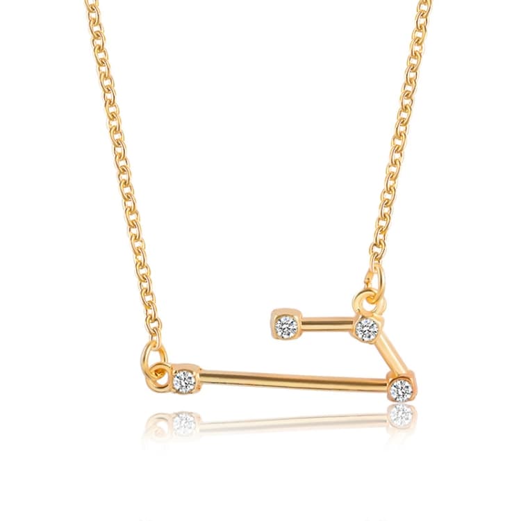 Collana corta con ciondolo Zircone Fashion Guardiano Zodiacale (Ariete-Oro) - Immagine 1