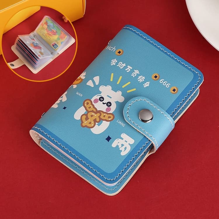 Festive Cartoon Snap-Type Anti-Degaussing Card Holder Lucky Change ID Storage Bag, Color: Blue - Immagine 1
