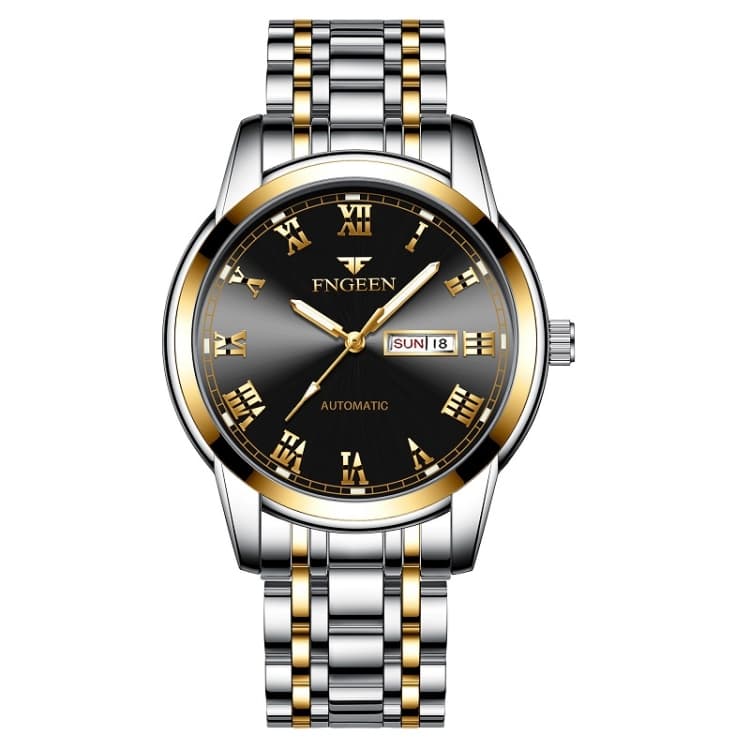 FNGEEN 4002 Men Roman Numeral Dial Sports Watch Student Luminous Quartz Watch(Between Gold Black Surface) - Immagine 1