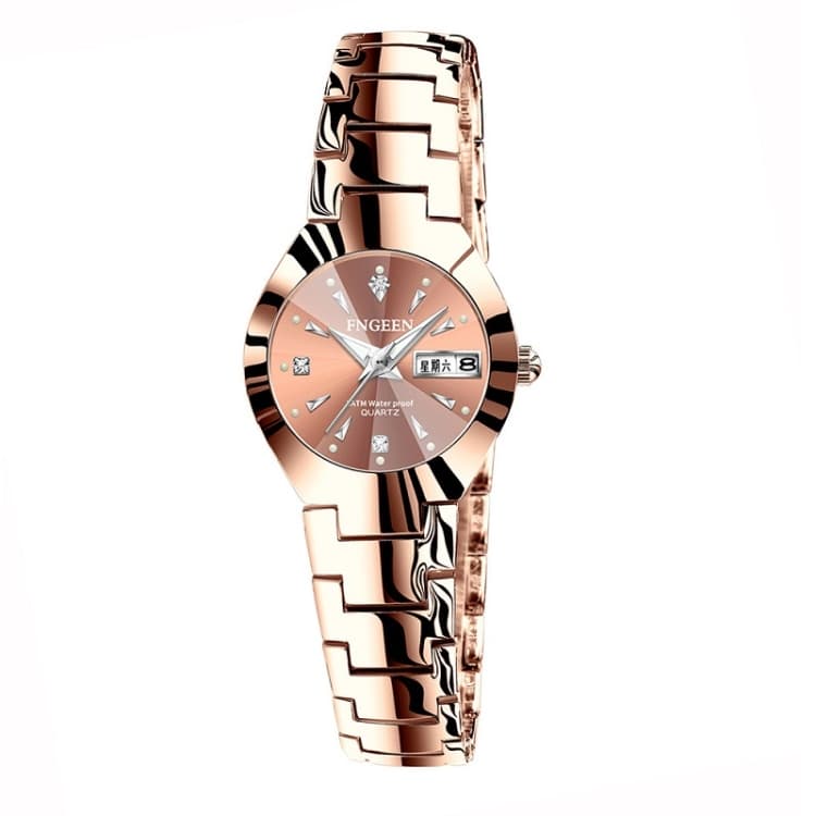 FNGEEN 5808 Orologio da donna in acciaio moda al quarzo con cinturino in acciaio Orologio da coppia (Brown Steel Coffee Surface) - Immagine 1