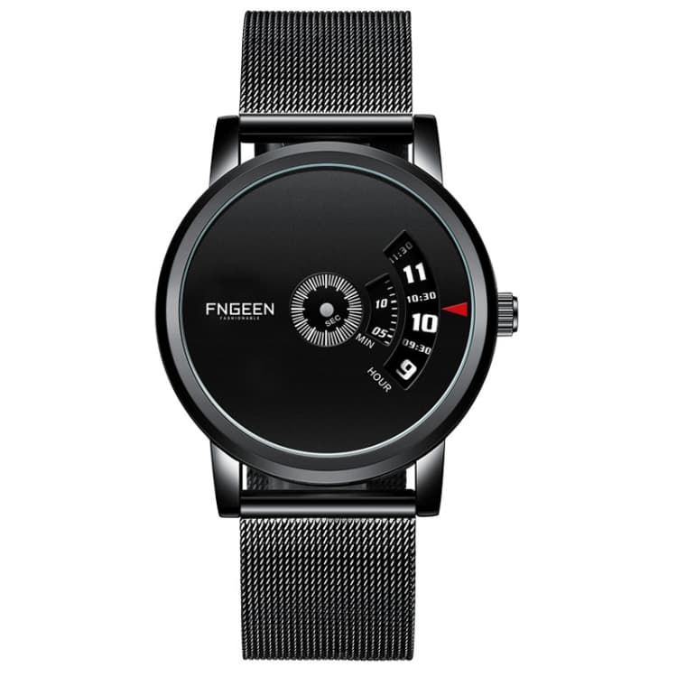 FNGEEN S230 Men Non-Pointer Quartz Watch(Black Mash Black Steel Black) - Immagine 1