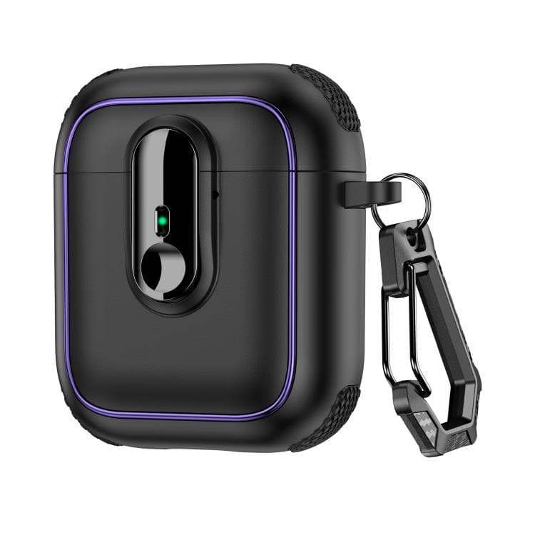 Custodia magnetica blindata per auricolari wireless AirPods 1/2 con lucchetto di sicurezza (Nero) - Immagine 1