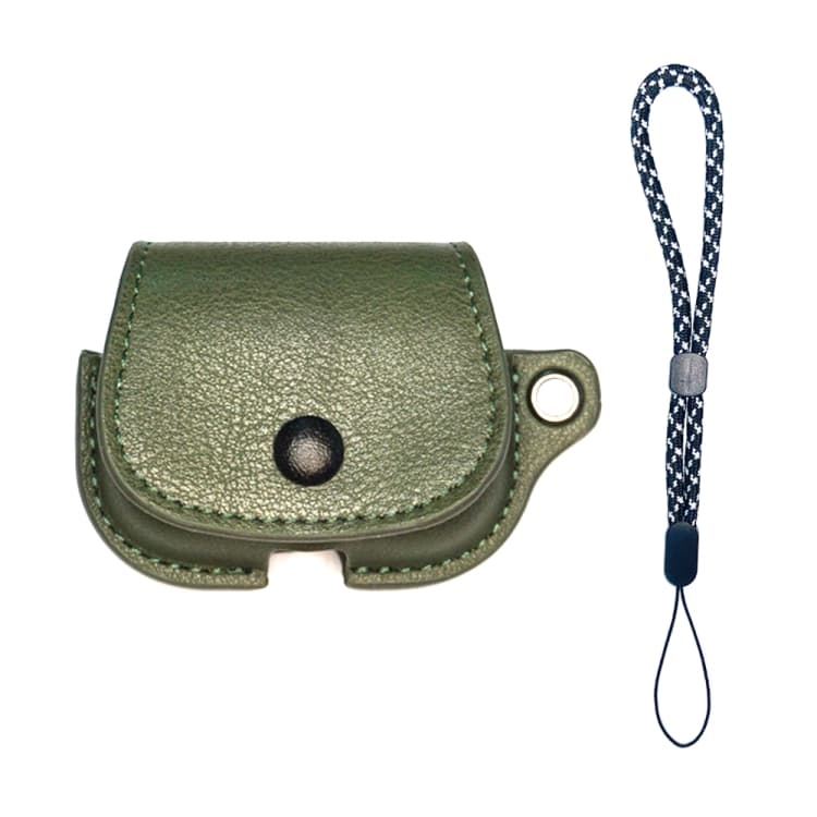 Custodia protettiva in pelle PU per AirPods 1/2 stile zaino con laccetto (Verde militare) - Immagine 1