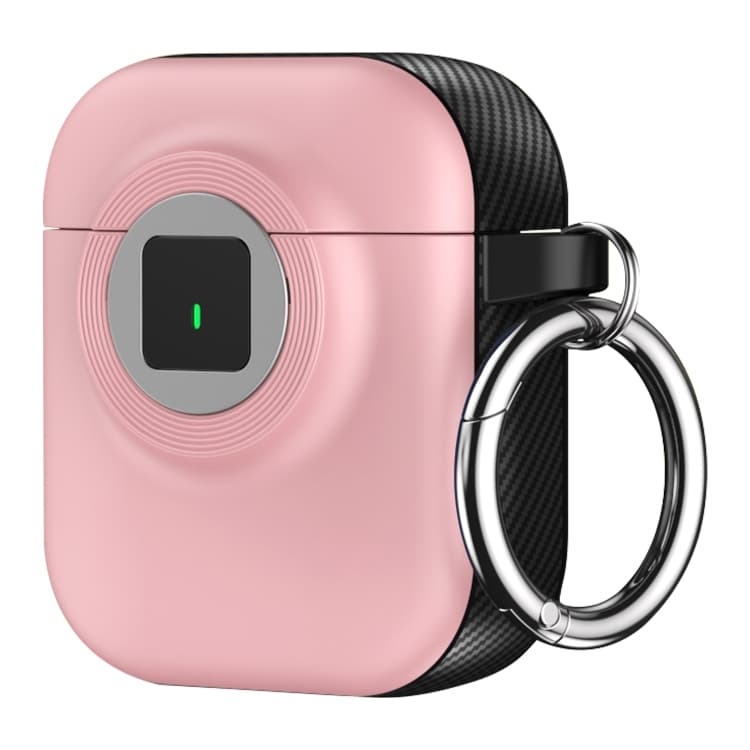 Custodia in fibra di carbonio antiurto in PC + TPU per AirPods 1/2 Serie Camera (Rosa) - Immagine 1