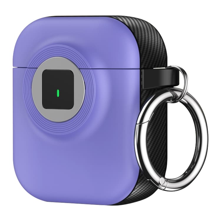 Per AirPods 1 / 2 Serie Fotocamera Custodia in PC + TPU Antiurto in Fibra di Carbonio (Viola) - Immagine 1