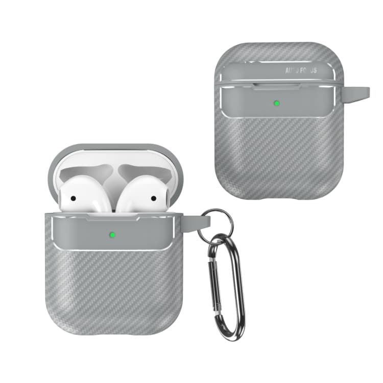 Custodia protettiva anti-caduta in fibra di carbonio per AirPods 1/2 (Grigio) - Immagine 1