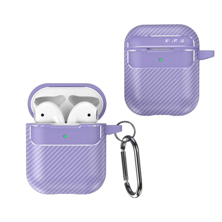 Custodia protettiva anti-caduta in fibra di carbonio per AirPods 1/2 (Viola) - Immagine 1