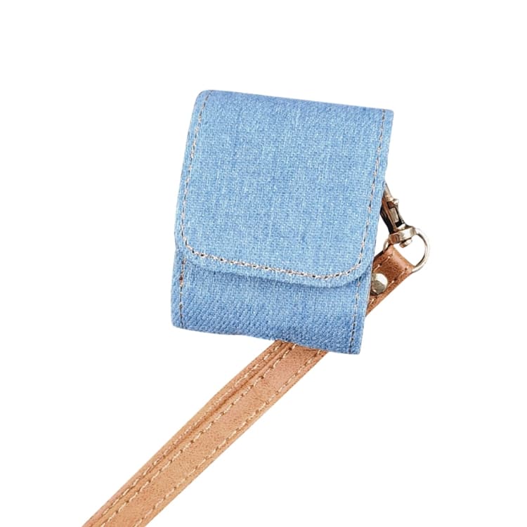 Borsa protettiva in PU con texture cowboy per AirPods 1/2 (Azzurro chiaro) - Immagine 1