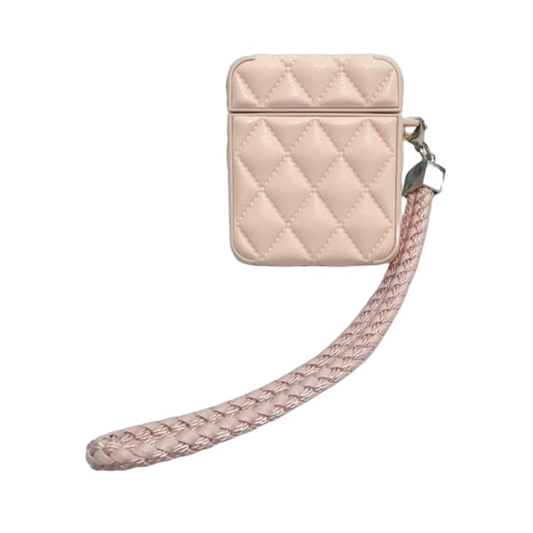 Custodia per AirPods 1/2 in texture similpelle con laccetto (Rosa) - Immagine 1