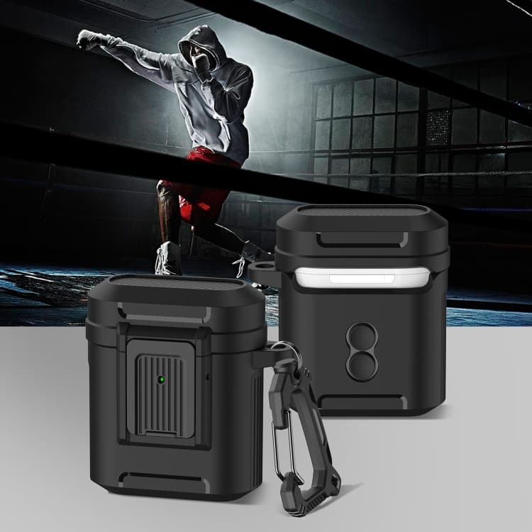 Custodia protettiva in TPU + PC per auricolari AirPods 1/2 (Nero) - Immagine 1