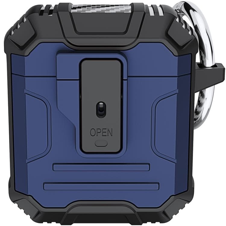 Custodia antiscivolo in TPU+PC per AirPods 1/2 con gancio (Blu) - Immagine 1