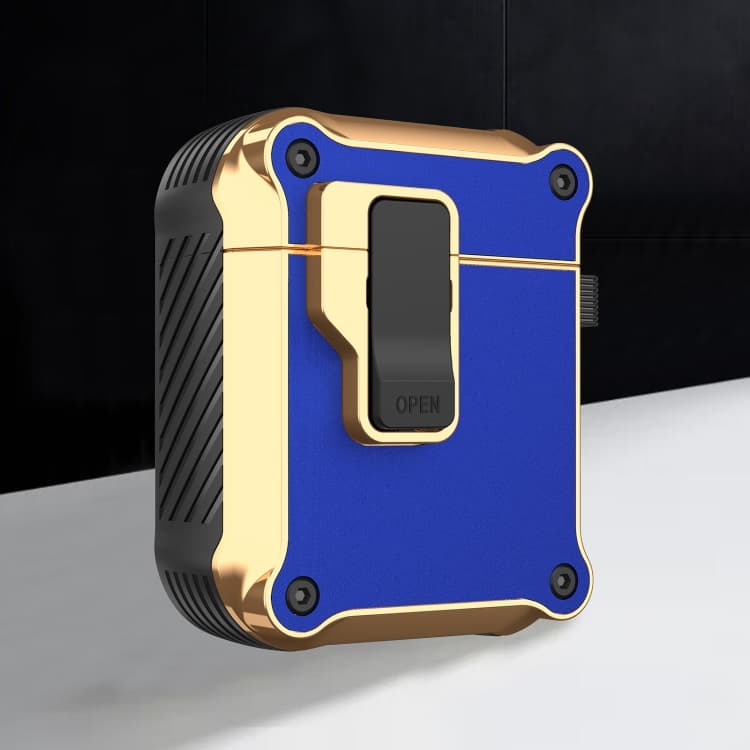 Custodia protettiva elettroplaccata con gancio per auricolari wireless AirPods 1/2 (Blu) - Immagine 1