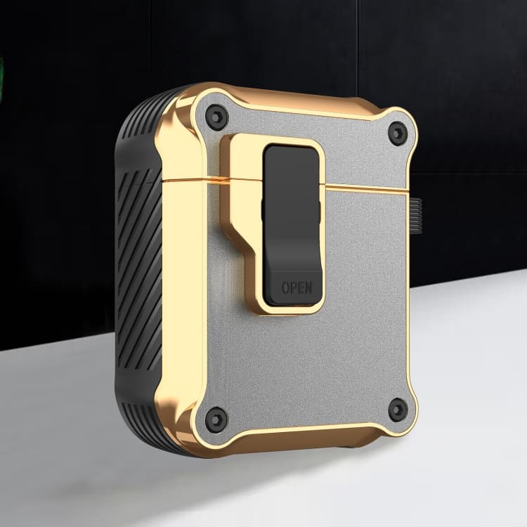 Custodia protettiva elettroplaccata con gancio per auricolari wireless AirPods 1/2 (Argento) - Immagine 1