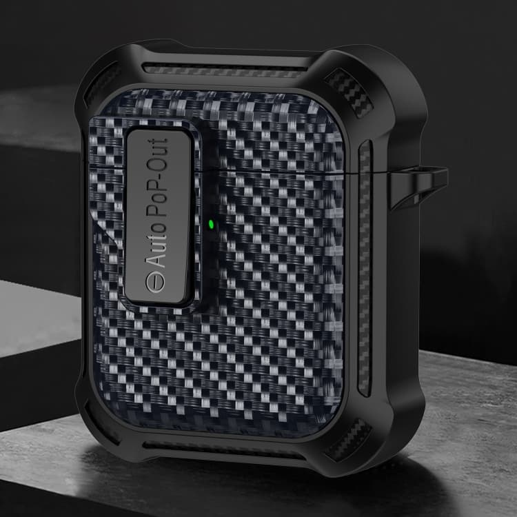 Per AirPods 2 / 1 Custodia Protettiva in Fibra di Carbonio Alpha per Auricolari Wireless Bluetooth (Blu Reale) - Immagine 1