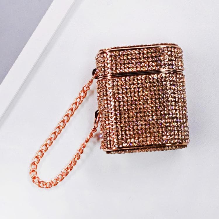 Custodia protettiva per auricolari Bluetooth a forma di diamante cilindrico per AirPods 2/1 (Rosa Oro) - Immagine 1