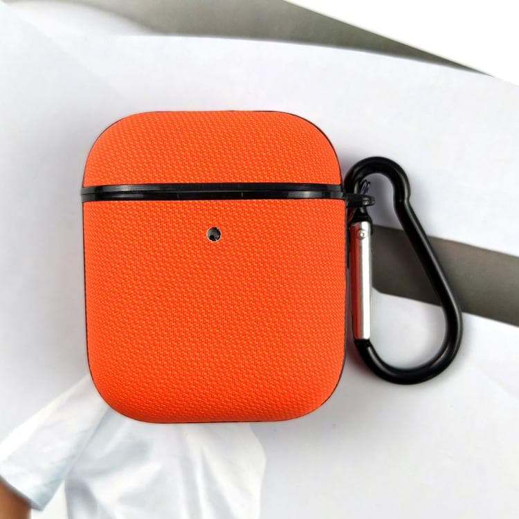 Custodia protettiva per auricolari in tessuto tecnico e pelle a doppio filo per AirPods 2/1 (Arancione) - Immagine 1