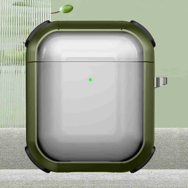 Custodia protettiva trasparente Thunder per auricolari wireless AirPods 2/1 (Verde militare) - Immagine 1