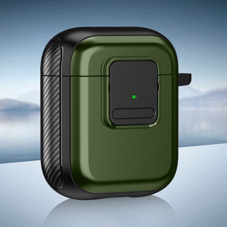 Custodia per auricolari wireless AirPods 2/1 in TPU + PC con chiusura magnetica (Verde militare) - Immagine 1