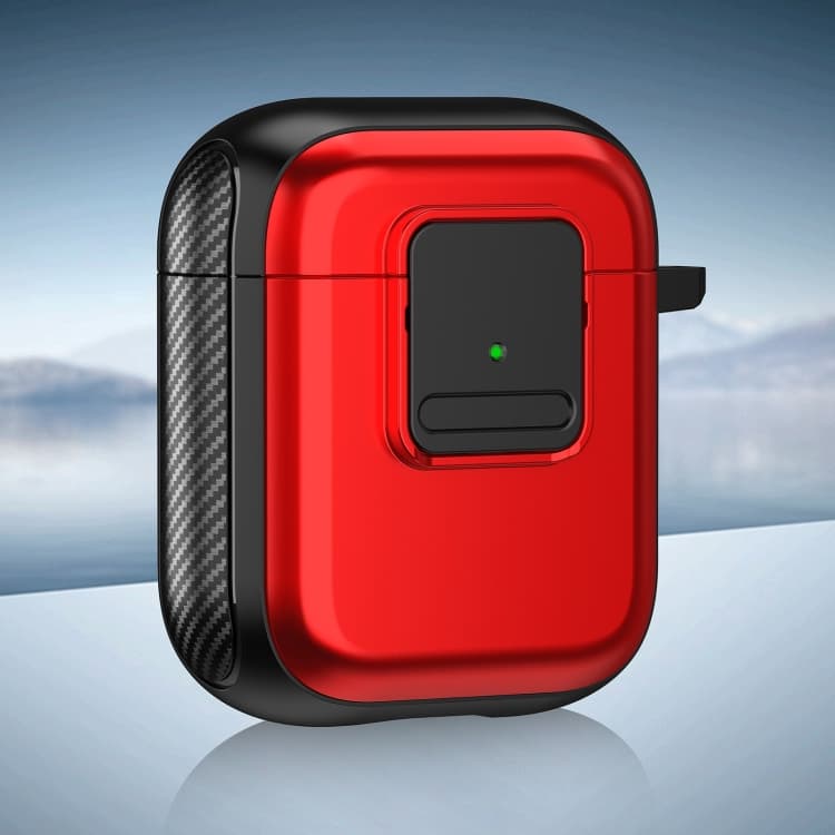Custodia per AirPods 2/1 in TPU + PC con interruttore magnetico (Rosso) - Immagine 1