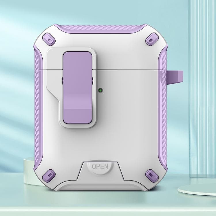 Custodia protettiva MagSafe per AirPods 2/1 con supporto per auricolari wireless Bluetooth (Bianco Viola) - Immagine 1