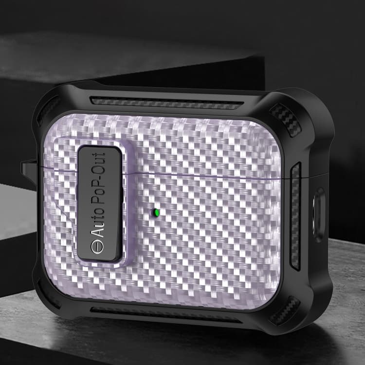 Custodia protettiva in fibra di carbonio Alpha per AirPods 3, auricolari wireless Bluetooth (viola) - Immagine 1