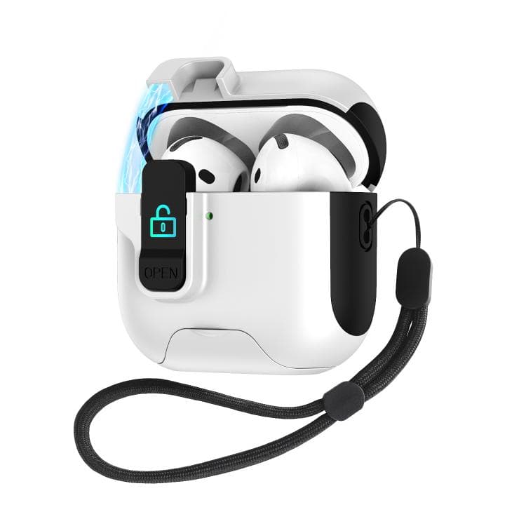Custodia per AirPods 3 con coperchio a comparsa automatica e blocco a scatto (Bianco Nero) - Immagine 1