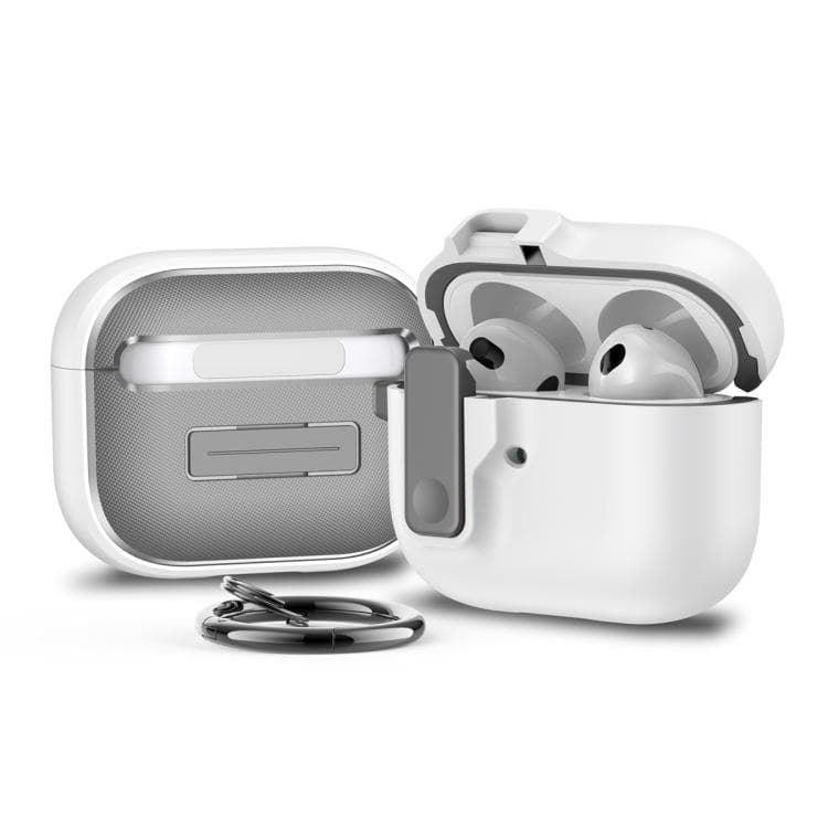 Custodia protettiva antiurto con blocco automatico per AirPods 3, custodia Bluetooth (bianca) - Immagine 1