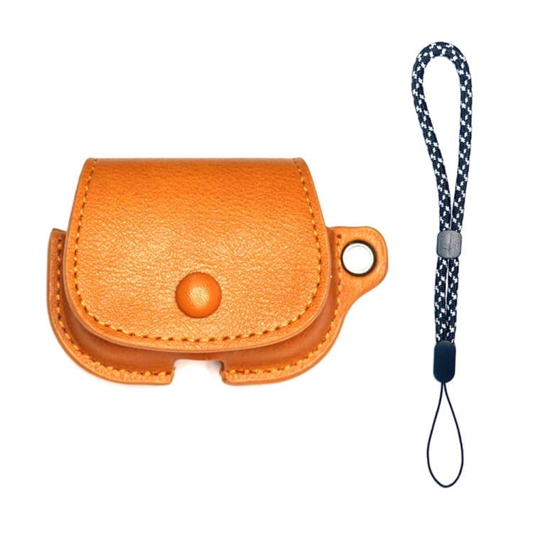 Custodia protettiva in pelle PU per AirPods 3, stile zaino, con laccetto (marrone chiaro) - Immagine 1