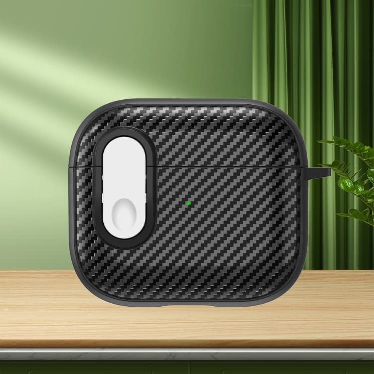 Custodia per AirPods 3 con texture in fibra di carbonio e lucchetto di sicurezza (Bianco) - Immagine 1