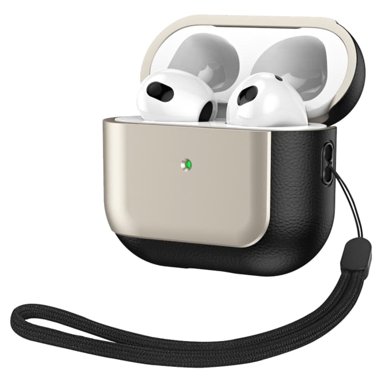 Custodia protettiva in pelle texture elettroplaccata per AirPods 3 (Grigio Titanio) - Immagine 1