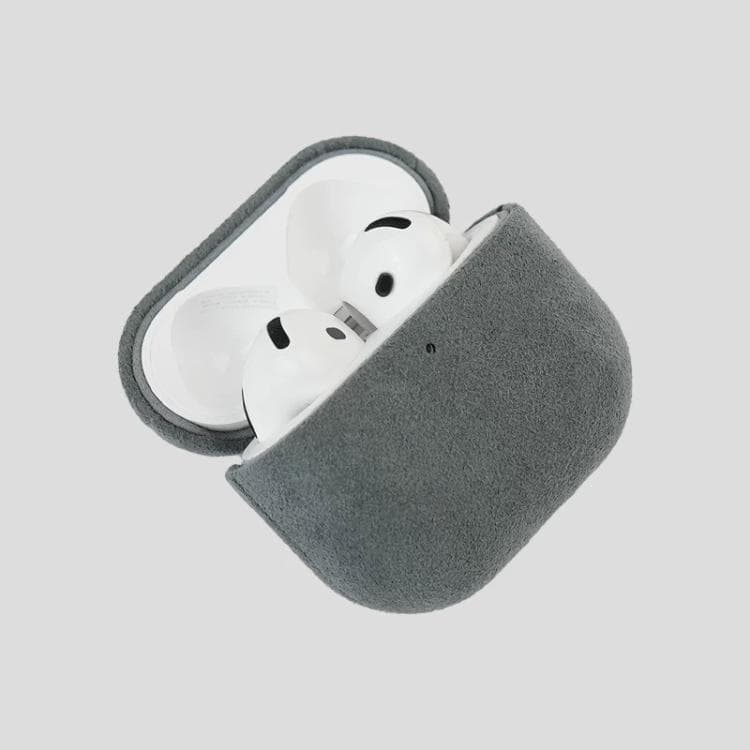 Custodia protettiva in pelle genuina Nubuck per AirPods 3 (Grigio chiaro) - Immagine 1
