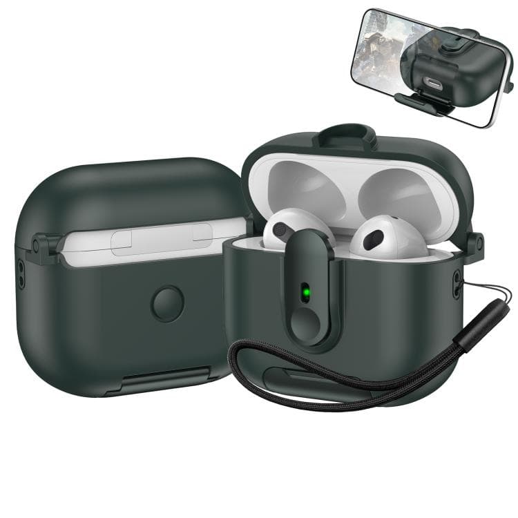 Supporto per AirPods 3 Custodia per auricolari wireless con laccetto (Verde militare) - Immagine 1