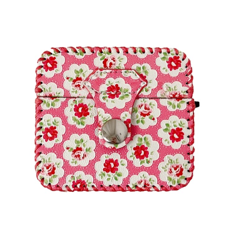 Custodia in pelle PU per auricolari wireless AirPods 3 (Piccolo Fiore Rosso) - Immagine 1
