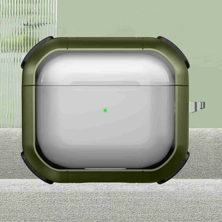 Custodia protettiva trasparente Thunder per AirPods 3, auricolari wireless (verde militare) - Immagine 1