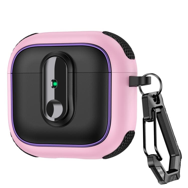 Custodia magnetica per auricolari wireless AirPods 4 Armor con blocco di sicurezza (Nero Rosa) - Immagine 1