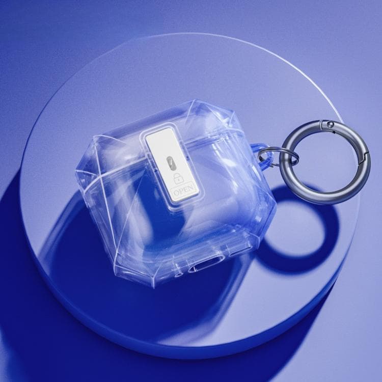 Custodia protettiva trasparente con coperchio magnetico a ribalta per AirPods 4 (Trasparente viola) - Immagine 1