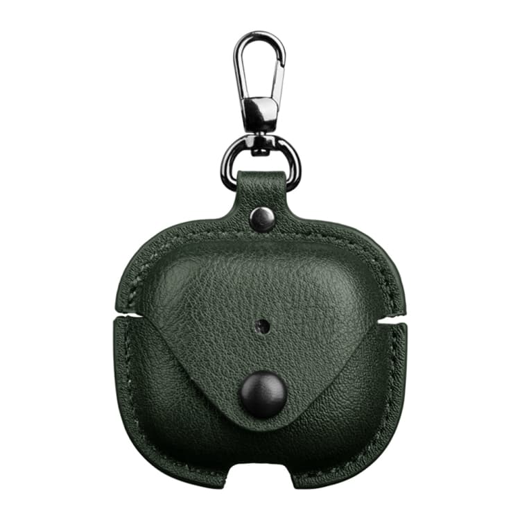 Custodia protettiva in pelle per auricolari AirPods 4 con gancio (Verde) - Immagine 1