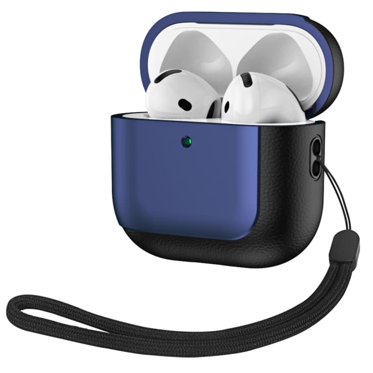 Custodia protettiva in texture di pelle elettroplaccata per auricolari wireless AirPods 4 (Blu navy) - Immagine 1