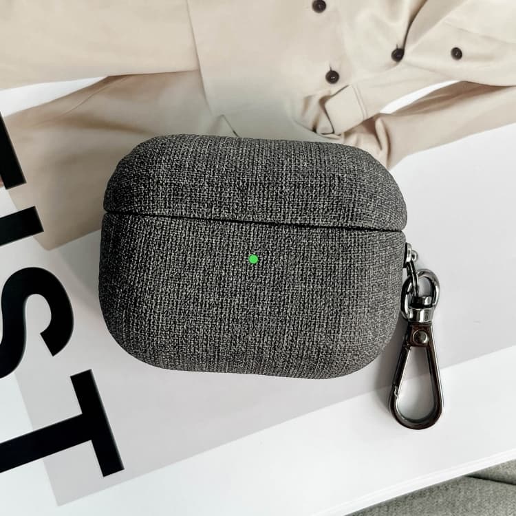 Custodia per AirPods 4 in tessuto fine con moschettone (Grigio scuro) - Immagine 1
