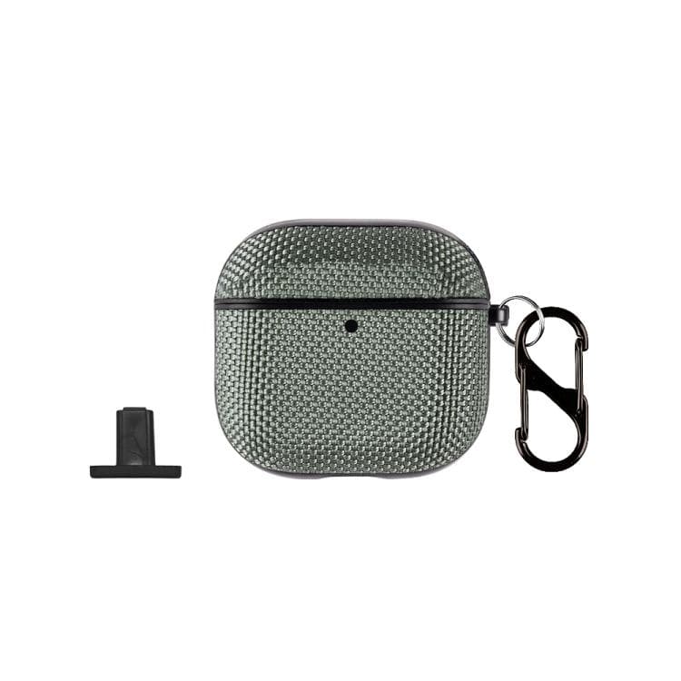 Custodia impermeabile in nylon per AirPods 4 con gancio, auricolari wireless divisi (grigio) - Immagine 1