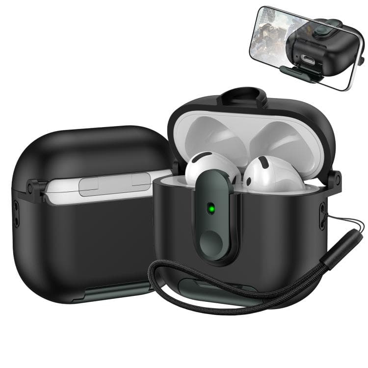 Supporto monopezzo per AirPods 4 Custodia per auricolari wireless con laccetto (Nero Verde Militare) - Immagine 1
