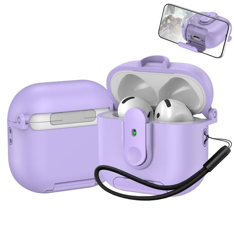 Supporto monopezzo per AirPods 4 Custodia per auricolari wireless con laccetto (Viola) - Immagine 1