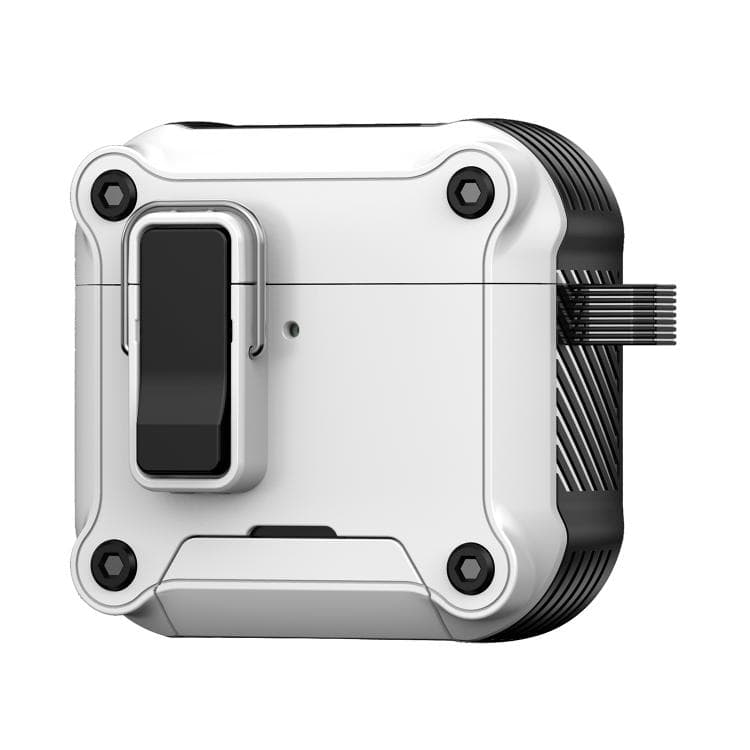 Custodia protettiva con chiusura magnetica e supporto per AirPods 4, auto-apertura, per auricolari (Nero Bianco) - Immagine 1