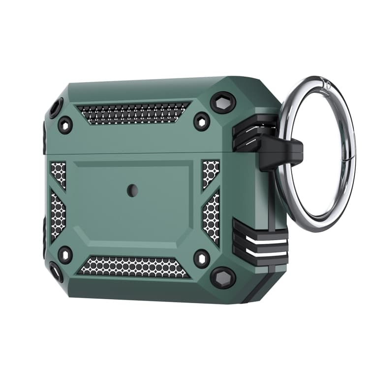 Custodia per AirPods 4 in TPU ibrido e PC antiurto con gancio (Verde) - Immagine 1