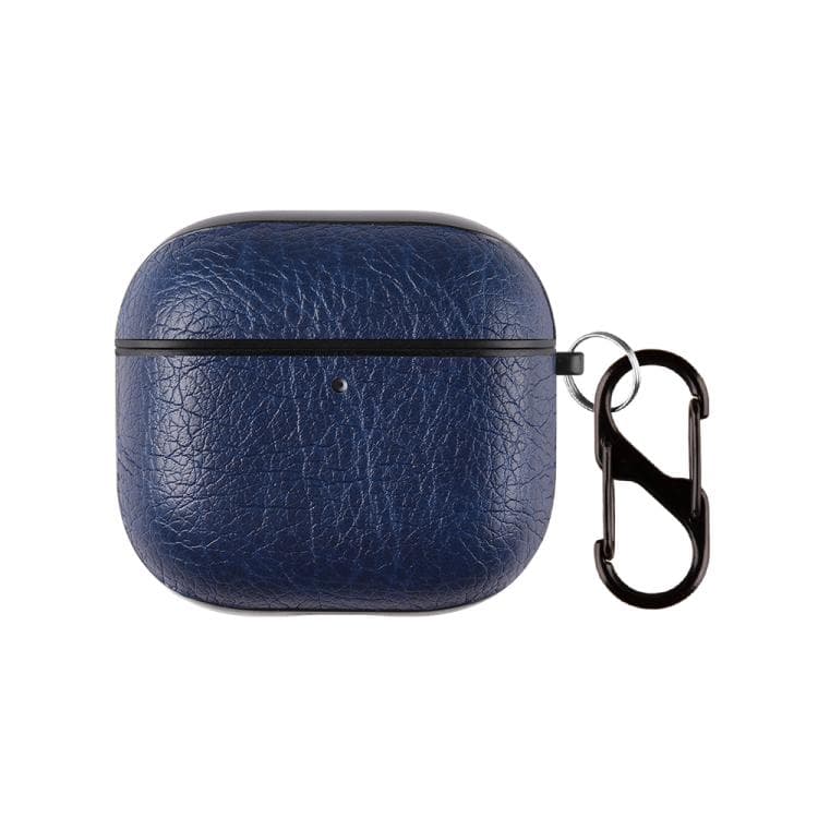Custodia per auricolari in pelle PU in stile due pezzi per AirPods 4 con gancio e ditale (Blu) - Immagine 1